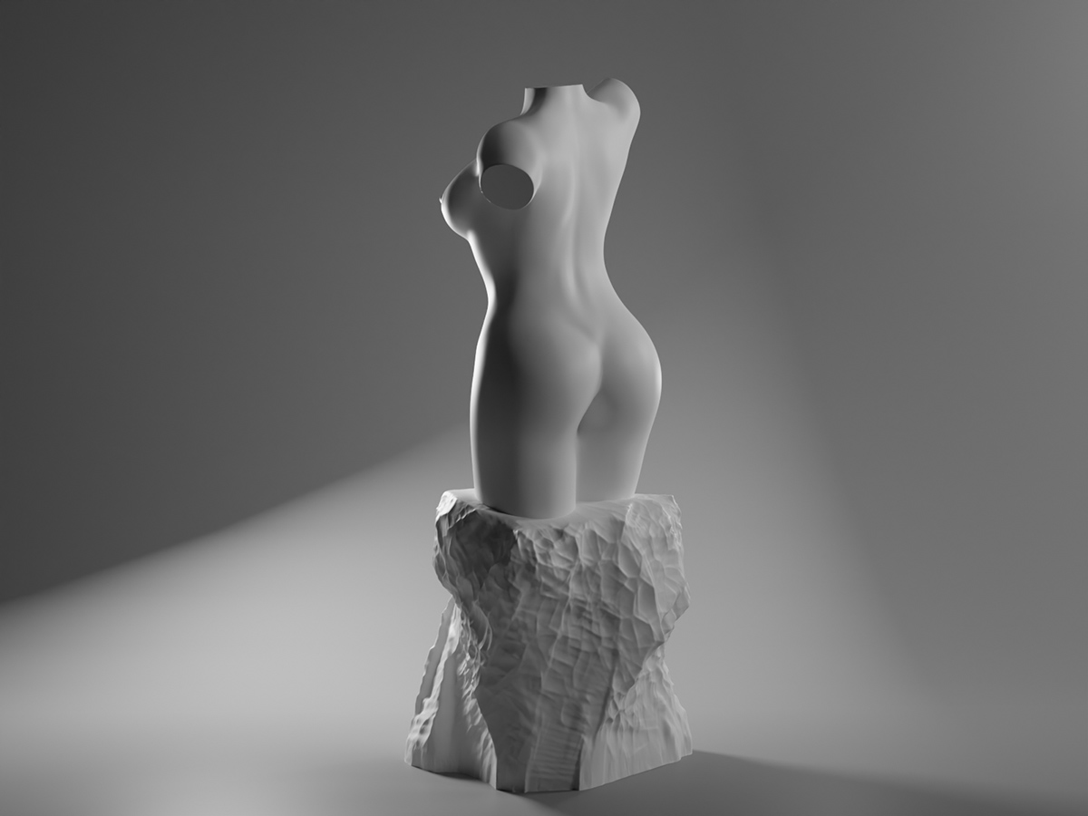 Naked Female Torso Sculpture. Beautiful Women's Figurine. Unique Author's Work.